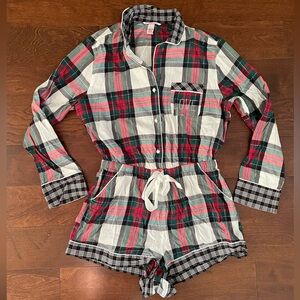 EUC Victoria’s Secret Plaid Pajama Romper, Size Medium